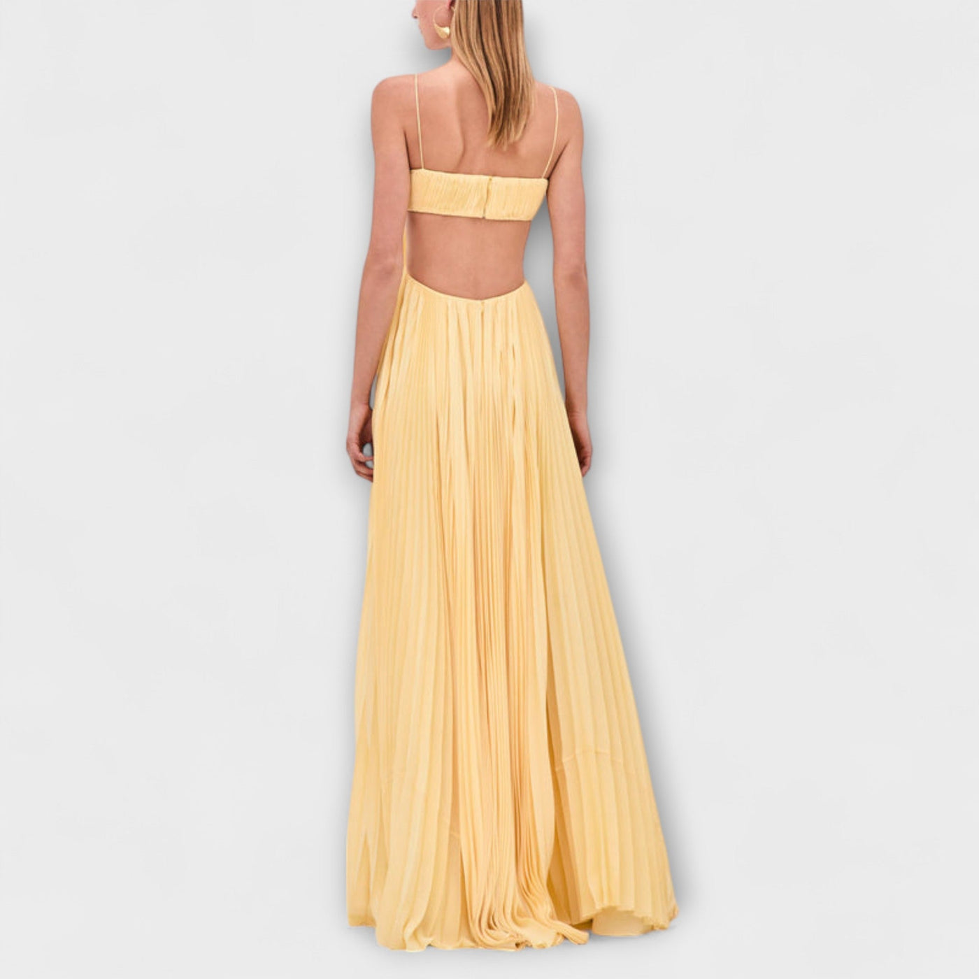 Mireille - Chic Pleated Cutout Flowing Maxi Dress