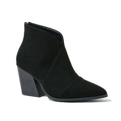 POINTED ANKLE BOOT WITH SUEDE EFFECT