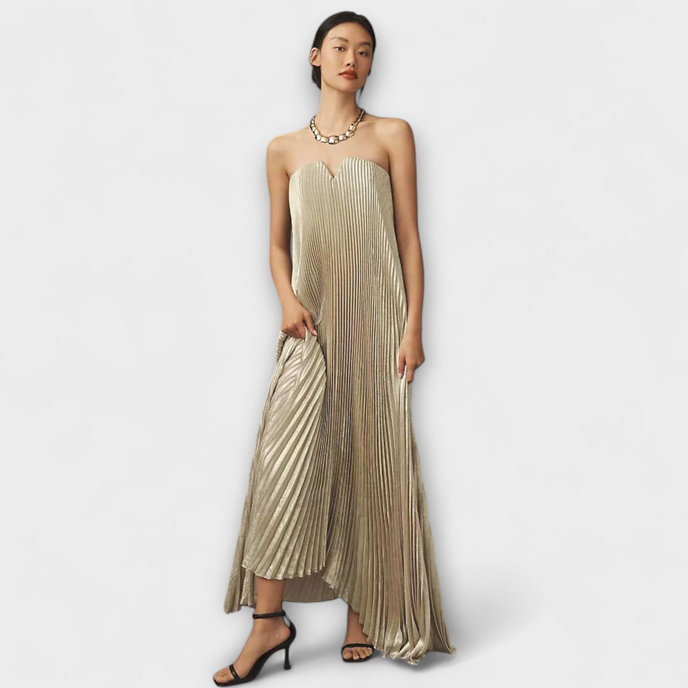 Michelle - Sweetheart Maxi Dress in Orange Floral