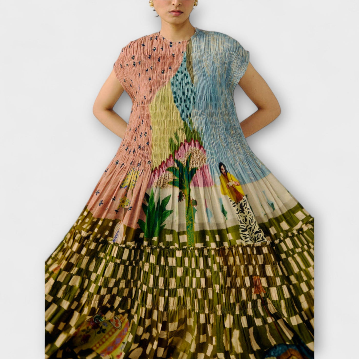 Amara - Pleated Dress with Animal Print